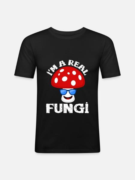 Pilze - Männer Slim Fit T-Shirt - Schwarz
