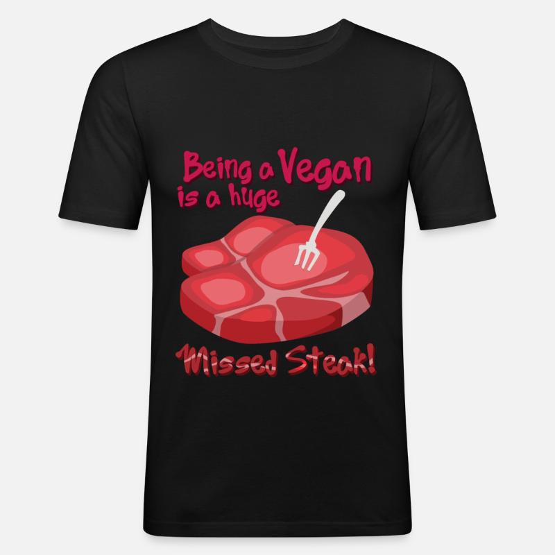 Steak - Männer Slim Fit T-Shirt - Schwarz