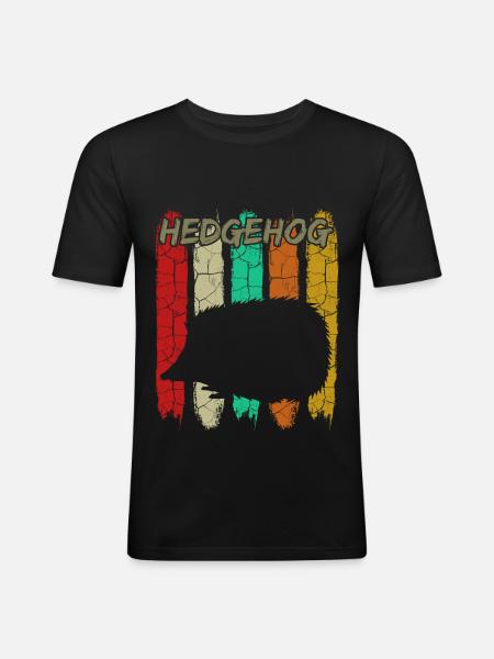 Igel - Männer Slim Fit T-Shirt - Schwarz
