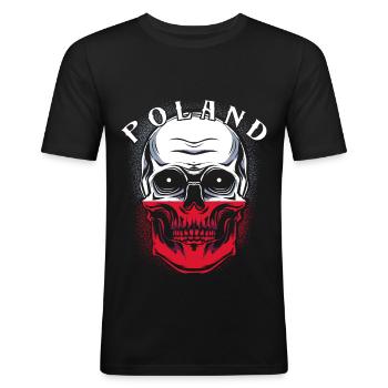 Polen - Männer Slim Fit T-Shirt - Schwarz - Vorne - Nik (191cm)