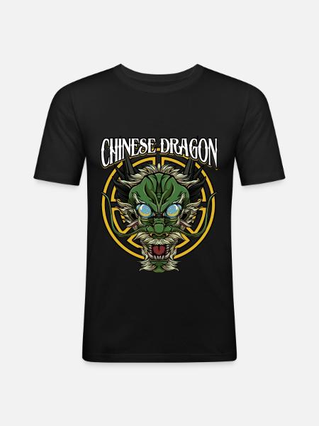 Chinesischer Drache | Fabeltier China Geschenk - Männer Slim Fit T-Shirt - Schwarz