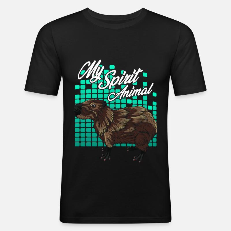 Capybara - Männer Slim Fit T-Shirt - Schwarz