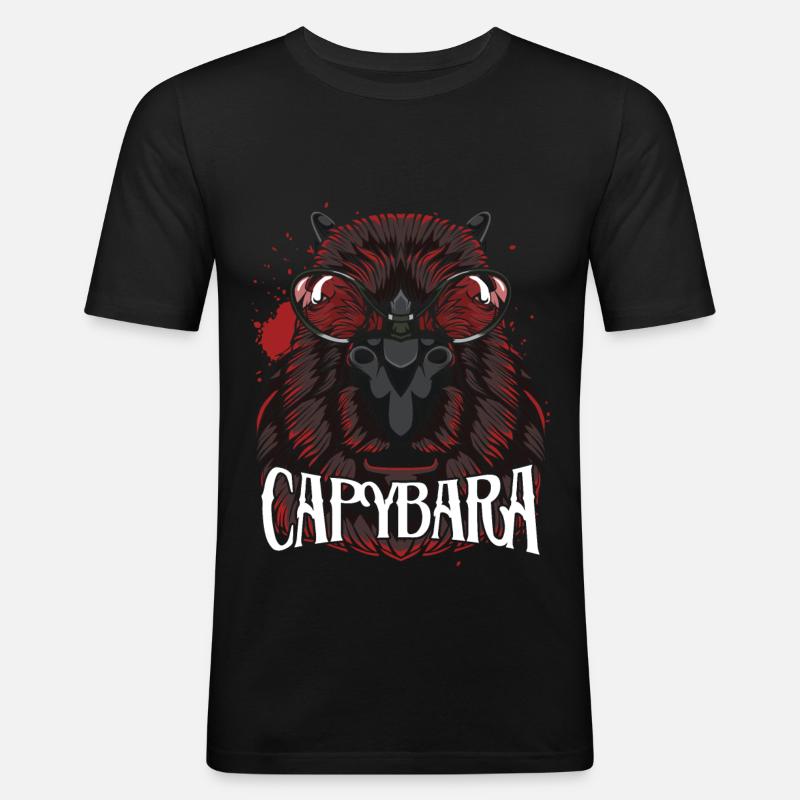 Capybara - Männer Slim Fit T-Shirt - Schwarz