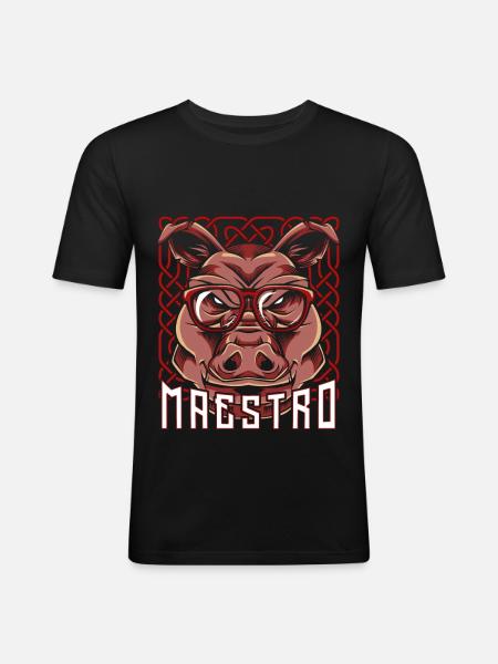 porc - T-shirt près du corps Homme - noir