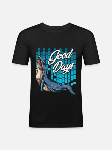 Walfisch - Männer Slim Fit T-Shirt - Schwarz