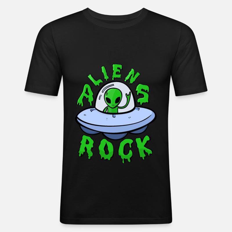 Alien - Männer Slim Fit T-Shirt - Schwarz