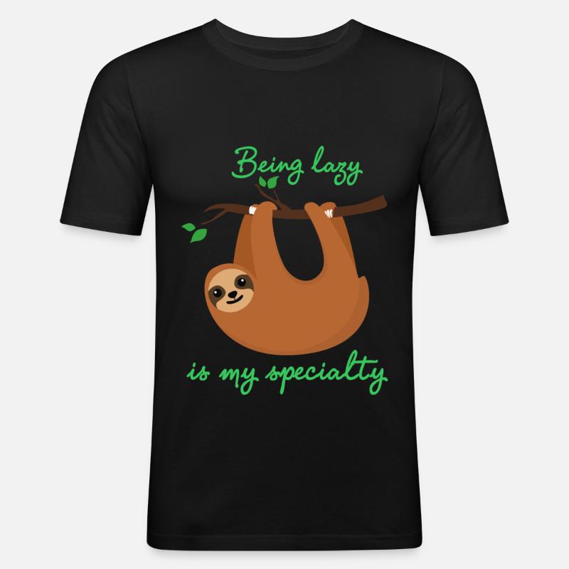 Faultiere - Männer Slim Fit T-Shirt - Schwarz