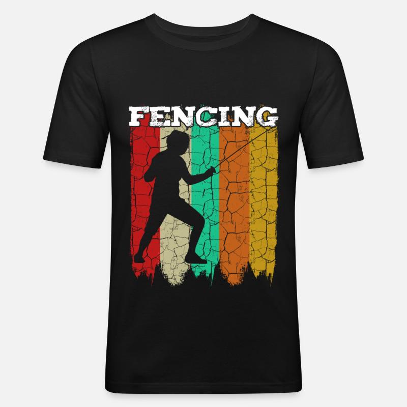 Fechten - Männer Slim Fit T-Shirt - Schwarz