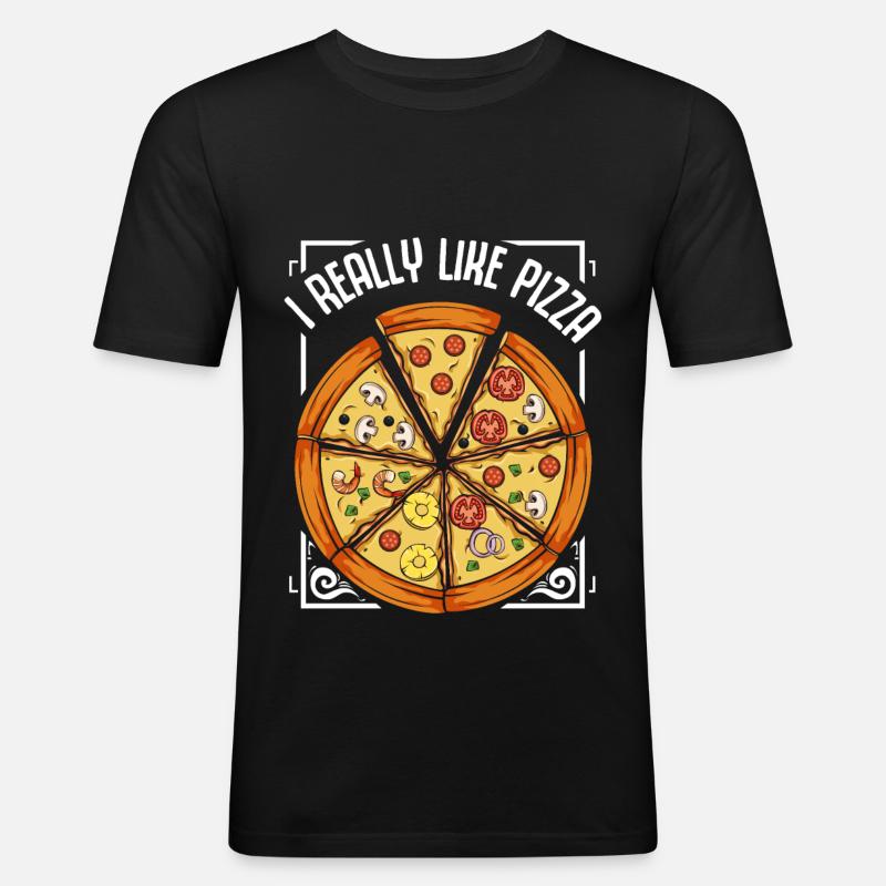 Pizza - Männer Slim Fit T-Shirt - Schwarz