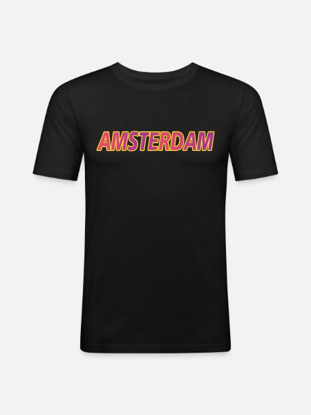 Amsterdam - Männer Slim Fit T-Shirt - Schwarz