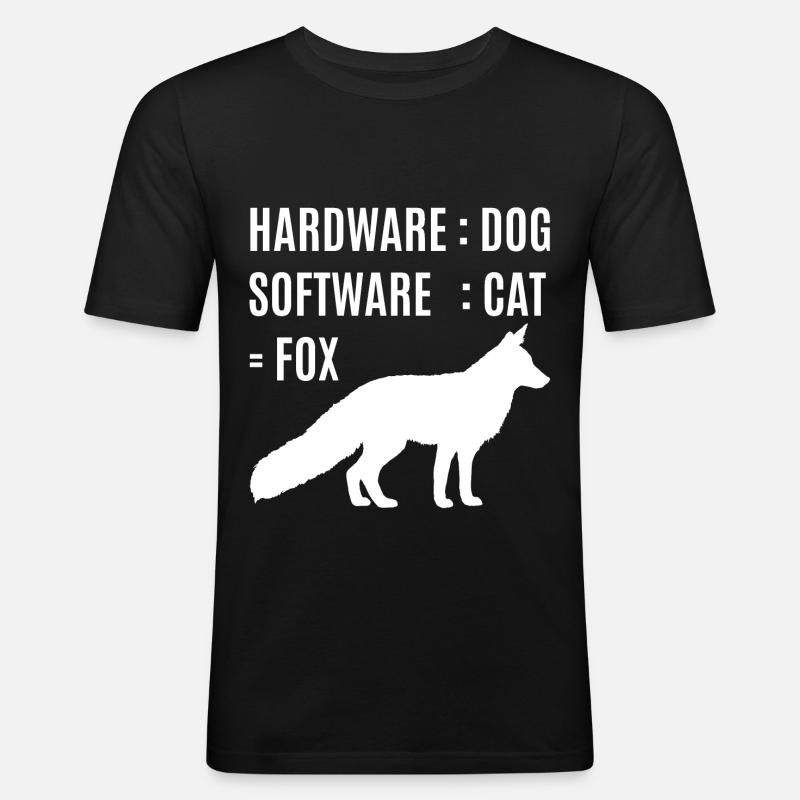 Fox hardware dog software cat - Men's Slim Fit T-Shirt - black