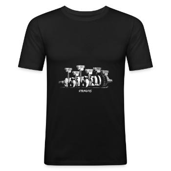 Reihensechszylinder Motor - Männer Slim Fit T-Shirt - Schwarz - Vorne - Nik (191cm)