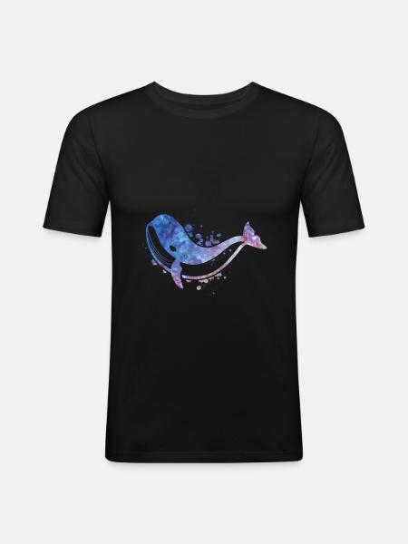 whale - Men's Slim Fit T-Shirt - black