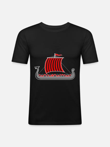 Viking ship - Men's Slim Fit T-Shirt - black