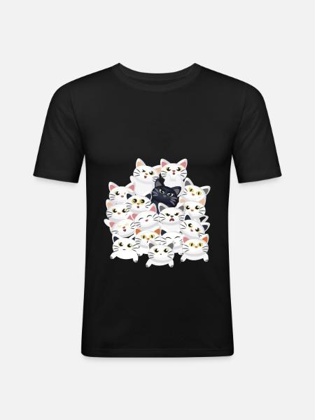 Cats in the pile - Men's Slim Fit T-Shirt - black