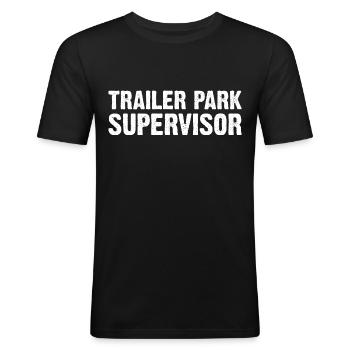Superviseur de parc à roulottes - T-shirt près du corps Homme - noir - Devant - Nik (191cm)