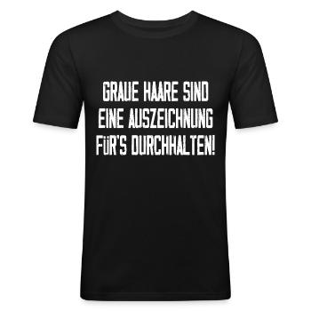 Graue Haare Sind Eine Auszeichnung - Männer Slim Fit T-Shirt - Schwarz - Vorne - Nik (191cm)