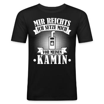 Kamin Ofen Brennholz Kaminofen - Männer Slim Fit T-Shirt - Schwarz - Vorne - Nik (191cm)