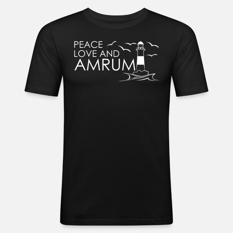 Amrum Leuchtturm - Männer Slim Fit T-Shirt - Schwarz