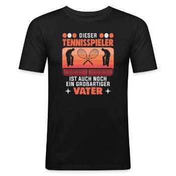 Joueur de tennis Fête des Pères Instructeur de tennis - T-shirt près du corps Homme - noir - Devant - Nik (191cm)