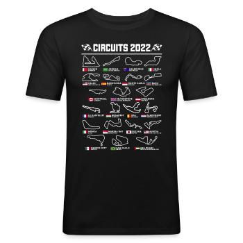 Englische Formel-Eins-Rennstrecken - Männer Slim Fit T-Shirt - Schwarz - Vorne - Nik (191cm)