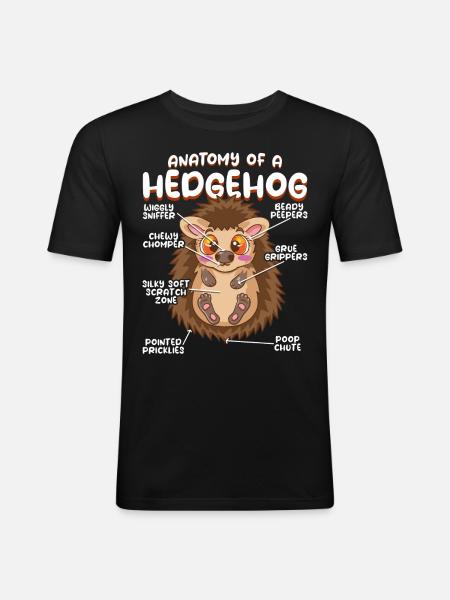 Anatomie d’un hérisson amusant - T-shirt près du corps Homme - noir