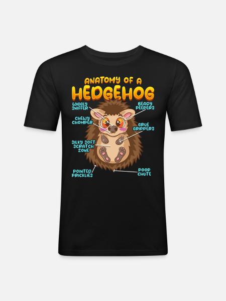 Anatomie d’un hérisson amusant - T-shirt près du corps Homme - noir