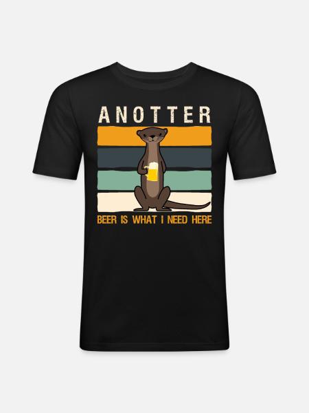 Otter Anotter Beer Otters - Men's Slim Fit T-Shirt - black