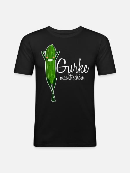 Gurke Gurken - Männer Slim Fit T-Shirt - Schwarz