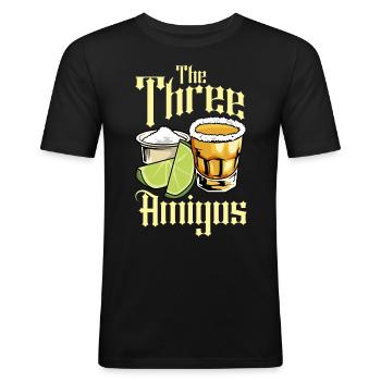 Los Tres Amigos Tequila Mexico Fiesta - T-shirt près du corps Homme - noir - Devant - Nik (191cm)