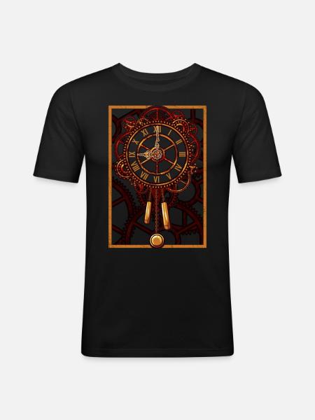 Steampunk Wall Clock Gears - Men's Slim Fit T-Shirt - black