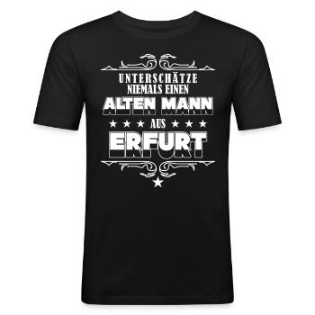 Erfurter Mann aus Erfurt - Männer Slim Fit T-Shirt - Schwarz - Vorne - Nik (191cm)