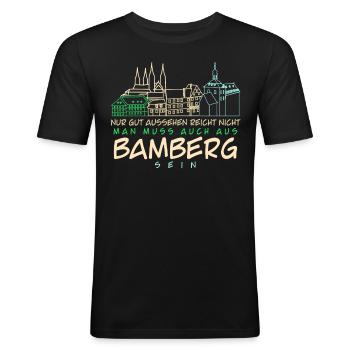 Bamberg Sehenswürdigkeiten Bamberger - Männer Slim Fit T-Shirt - Schwarz - Vorne - Nik (191cm)