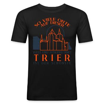 Trier Städtetrip Trierer - Männer Slim Fit T-Shirt - Schwarz - Vorne - Nik (191cm)