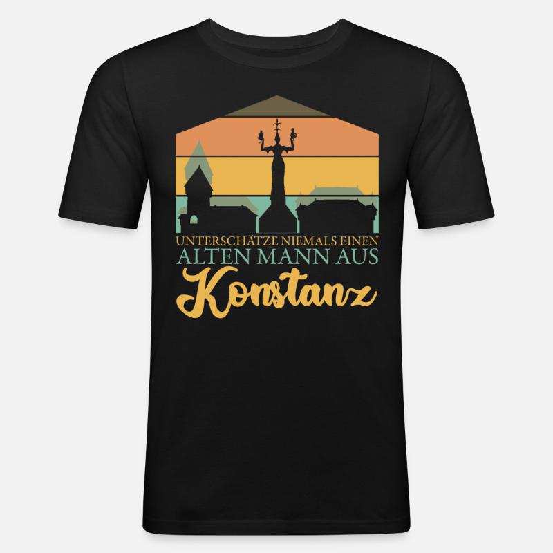 Konstanz Urlaub Bodensee Konstanzer - Männer Slim Fit T-Shirt - Schwarz