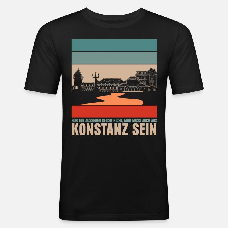 Konstanz Bodensee Witz Konstanzer - Männer Slim Fit T-Shirt - Schwarz