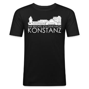 Bodensee Konstanz Konstanzer - Männer Slim Fit T-Shirt - Schwarz - Vorne - Nik (191cm)