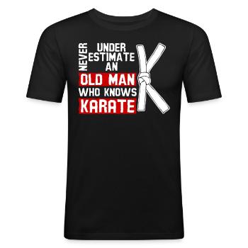 Karaté Sport Arts Martiaux - T-shirt près du corps Homme - noir - Devant - Nik (191cm)