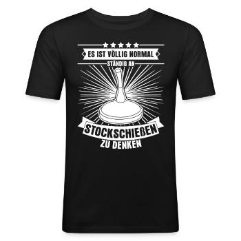 Eisstock Stockschütze Stockschießen - Männer Slim Fit T-Shirt - Schwarz - Vorne - Nik (191cm)