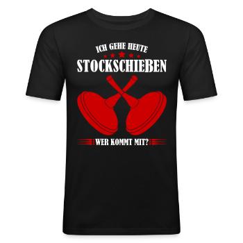 Stockschießen Stockschütze Eisstock - Männer Slim Fit T-Shirt - Schwarz - Vorne - Nik (191cm)