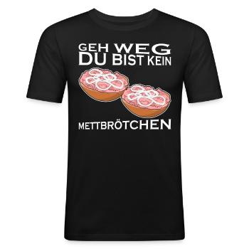 Mettbrötchen Mettfleisch Hackfleisch - Männer Slim Fit T-Shirt - Schwarz - Vorne - Nik (191cm)