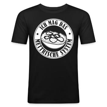 Mettbrötchen Hackfleisch Mettigel Mett - Männer Slim Fit T-Shirt - Schwarz - Vorne - Nik (191cm)