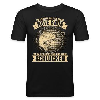 Angler Fischer feuchter Fisch Angeln - Männer Slim Fit T-Shirt - Schwarz - Vorne - Nik (191cm)