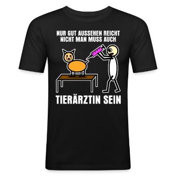 Tierärztin Tierarztpraxis Tiermedizin - Männer Slim Fit T-Shirt - Schwarz - Vorne - Nik (191cm)