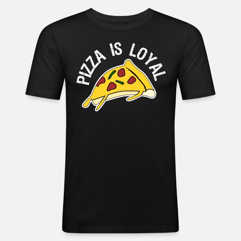 Pizza Essen Pizzabäcker Pizzaria - Männer Slim Fit T-Shirt - Schwarz