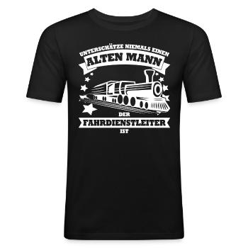 Fahrdienstleiter Züge Zugführer Zug - Männer Slim Fit T-Shirt - Schwarz - Vorne - Nik (191cm)