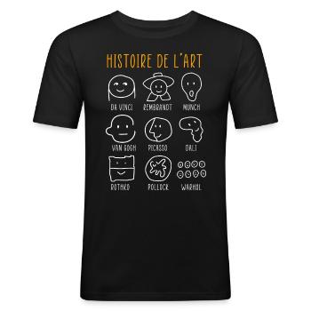 Kunstgeschichte Berühmte klassische Maler - Männer Slim Fit T-Shirt - Schwarz - Vorne - Nik (191cm)
