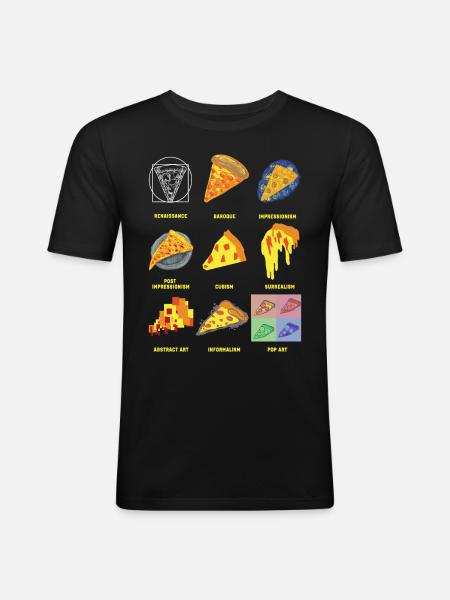 Historie af klassisk kunst sjov pizza - Herre Slim Fit T-Shirt - sort