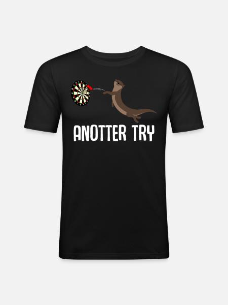 Darts Otter Dartpfeil Dart - Men's Slim Fit T-Shirt - black