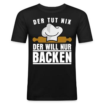 Bäcker Der tut nix Backen Bäckerei - Männer Slim Fit T-Shirt - Schwarz - Vorne - Nik (191cm)